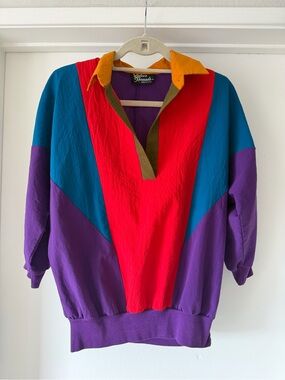 Silver Threads Vintage 80s Colorblock Pullover